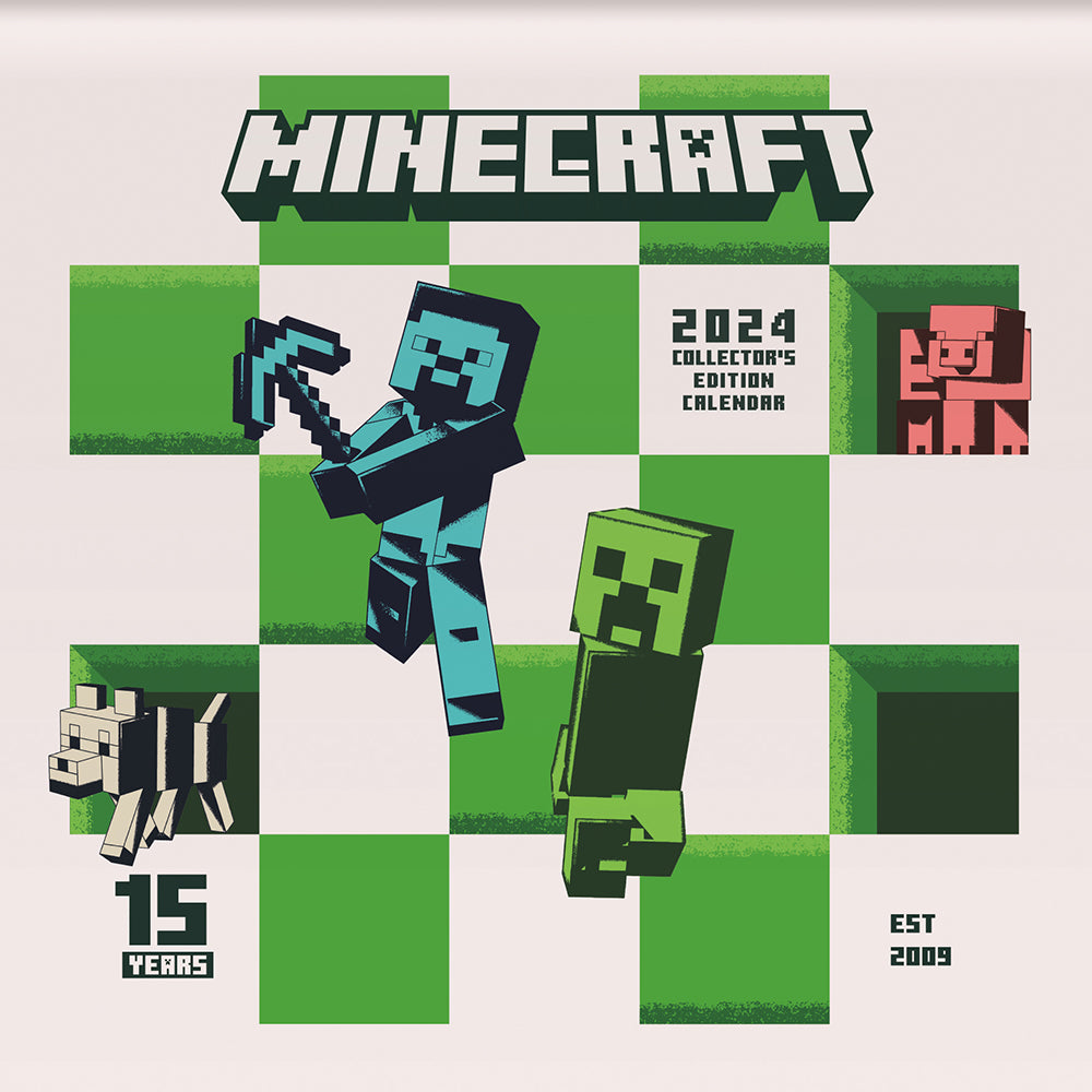 Calendário Minecraft Pocket Edition 2024 Moldura PNG - Digital Grátis