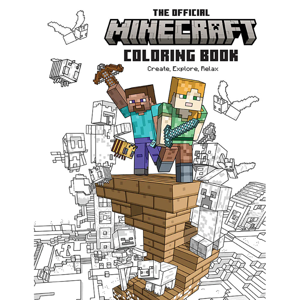 Minecraft Kids Coloring Art Set with Pencil Case Markers Crayons and Stickers 30 Piece Set