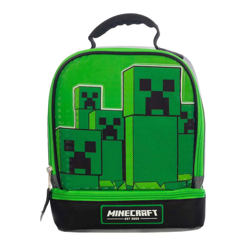 Thermos Minecraft Creeper Kids Soft Insulated Lunch Box Bag Green