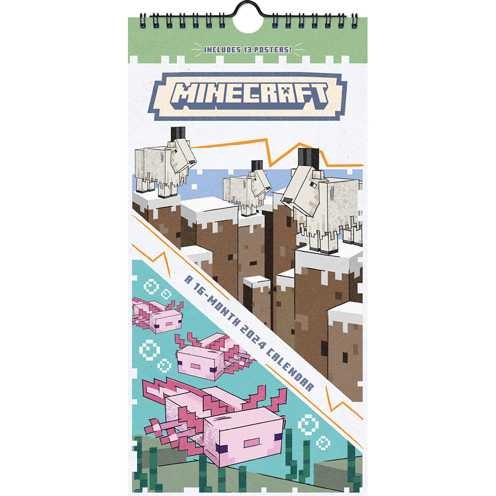 Calendário Minecraft Pocket Edition 2024 Moldura PNG - Digital Grátis