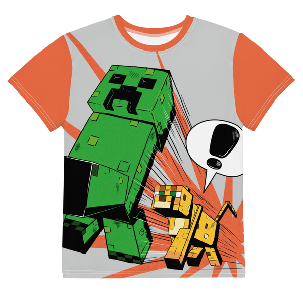 Visage pour enfants Minecraft Creeper vert ras du cou T-shirt: 5-6