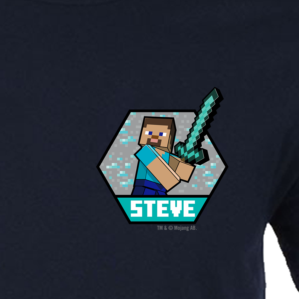 Minecraft Steve Badge Adult Short Sleeve T-Shirt | Official Minecraft Shop