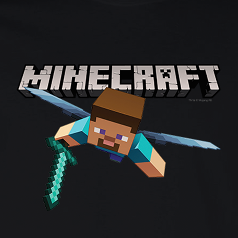 Minecraft Flying Steve Adult Premium Long Sleeve T-Shirt